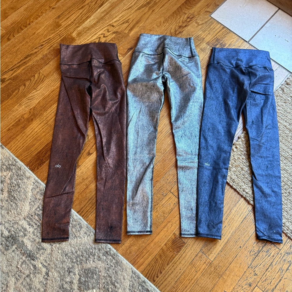 ALO Airbrush Metallic High Rise Leggings 3 Pairs size: Small - Picture 5 of 8